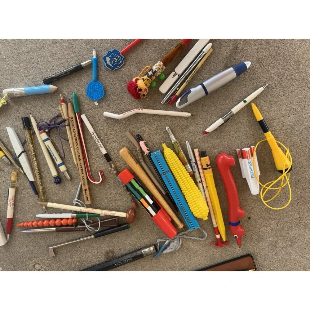 Vintage Lot Of Writing Pens And Pencils Advertisement Rare Quirky